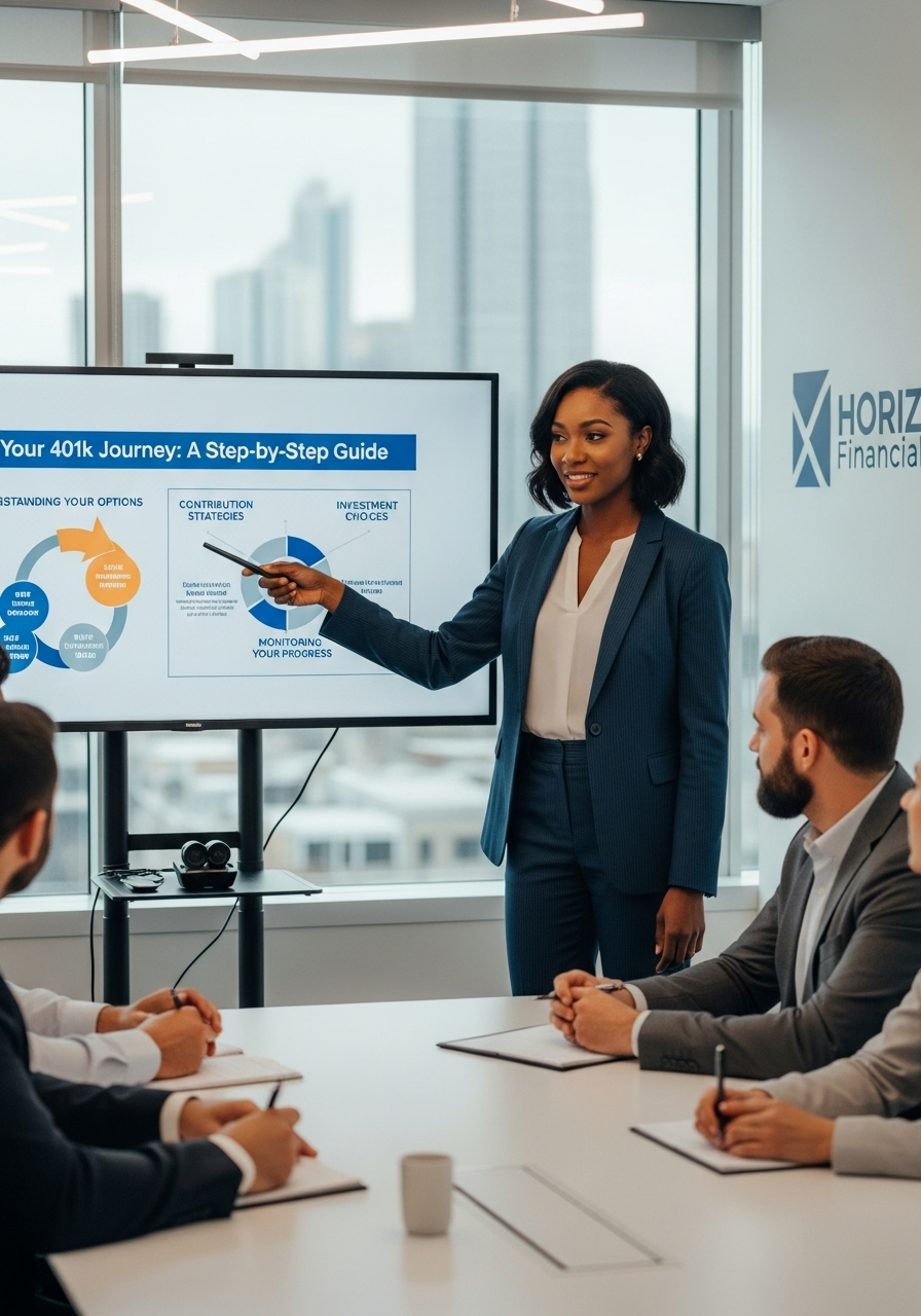 professional women showing step by step guide to help people with their 401k